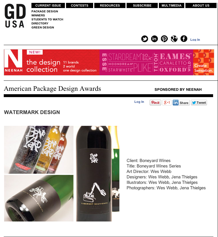 GD USA American Package Design Award Winner Watermark Design