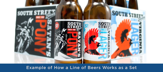 beer label design line within a brand