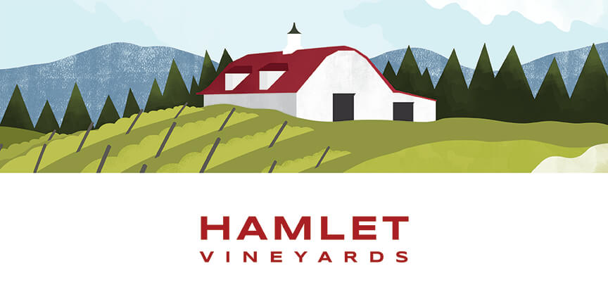 hamlet vineyards wine label illustration