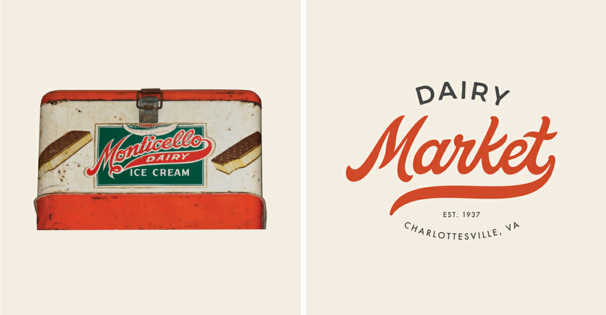 dairy market charlottesville logo design